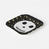 Moderner Schwarzer Spooky Halloween Skull Pappteller (Gewinkelt)