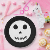 Moderner Schwarzer Spooky Halloween Skull Pappteller (Party)