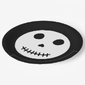 Moderner Schwarzer Spooky Halloween Skull Pappteller (Schrägansicht)