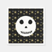 Moderner Schwarzer Spooky Halloween Skull Serviette (Vorderseite)