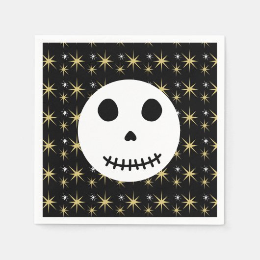 Moderner Schwarzer Spooky Halloween Skull Serviette (Vorderseite)