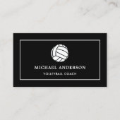 Moderner Schwarzer Sport Beruflich Volleyball-Coac Visitenkarte (Vorderseite)