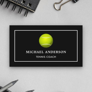 Moderner schwarzer Sportprofi-Tennistrainer Visitenkarte