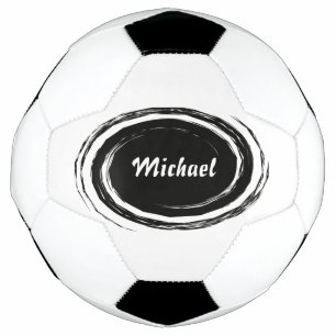 Moderner Schwarzer Swirt Oval Personalisiert Fußball