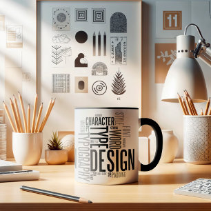 Moderner schwarzer Tassenentwurf mit Typografie Tasse
