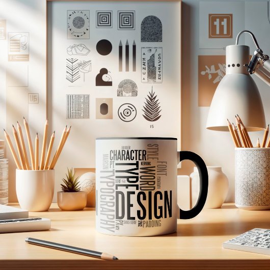 Moderner schwarzer Tassenentwurf mit Typografie Tasse