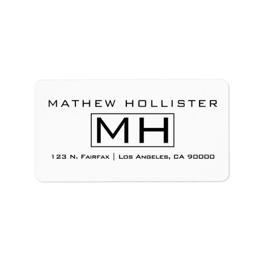 Moderner Schwarzer Text auf weißem Beruflichem Mon Adressaufkleber (Vorne)