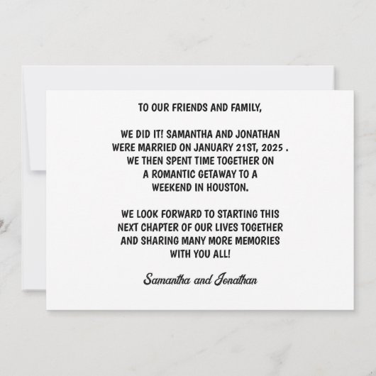 Moderner Schwarzer Text - Wir haben die Ankündigun Einladung (Rückseite)