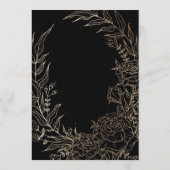 Moderner Schwarzer Tuxedo Golden Pampas Monogram K Einladung (Rückseite)