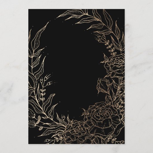 Moderner Schwarzer Tuxedo Golden Pampas Monogram K Einladung (Rückseite)