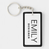 Moderner schwarzer Typografie-schwarzer Grenzcode Schlüsselanhänger (Vorderseite)