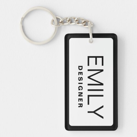 Moderner schwarzer Typografie-schwarzer Grenzcode Schlüsselanhänger (Vorderseite)
