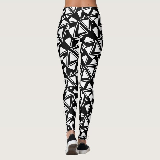 Moderner schwarzer u. weißer Harlekin-Entwurf 2 Leggings (Rückseite)