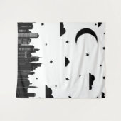 Moderner schwarzer u. weißer Stadtbild-nächtlicher Wandteppich (Vorderseite (Horizontal))