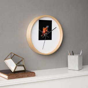 Moderner schwarzer und Goldfisch-Designer-Holzwand Uhr