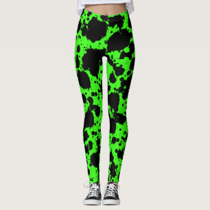 Moderner schwarzer und hellgrüner Farben-Spritzer Leggings