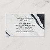 Moderner schwarzer und weißer Marmor Elegantes Haa Visitenkarte (Rückseite)