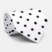 Moderner schwarzer und weißer Polka-Dot Krawatte (Gerollt)