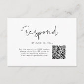 Moderner schwarzer und weißer QR-Code Hochzeitssze Begleitkarte (Vorderseite)