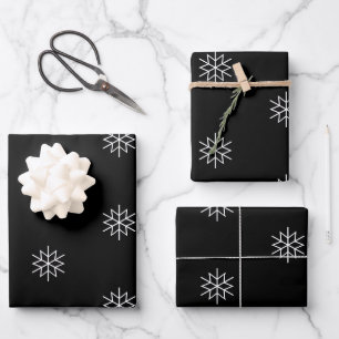 Moderner schwarzer und weißer Weihnachtsstar Geschenkpapier Set