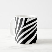 Moderner schwarzer und weißer Zebrastreifen Kaffeetasse (Vorderseite Links)
