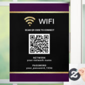 Moderner schwarzer violetter QR-Code Wifi-Netzwerk Fensteraufkleber (Zuhause)