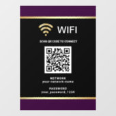 Moderner schwarzer violetter QR-Code Wifi-Netzwerk Fensteraufkleber (Blatt)