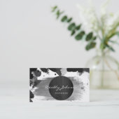 Moderner schwarzer Watercolor-abstraktes elegantes Visitenkarte (Stehend Vorderseite)