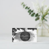 Moderner schwarzer Watercolor-abstraktes elegantes Visitenkarte (Stehend Vorderseite)