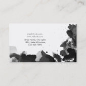 Moderner schwarzer Watercolor-abstraktes elegantes Visitenkarte (Rückseite)