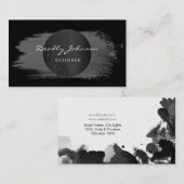 Moderner schwarzer Watercolor-abstraktes elegantes Visitenkarte (Vorne/Hinten)