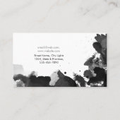 Moderner schwarzer Watercolor-abstraktes elegantes Visitenkarte (Rückseite)