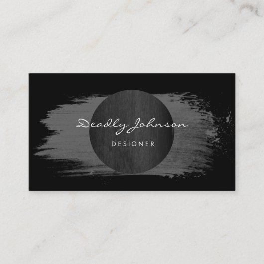 Moderner schwarzer Watercolor-abstraktes elegantes Visitenkarte (Vorderseite)