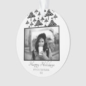 Moderner Schwarzer Weihnachtsbaum Foto Urlaub Ornament (Vorderseite)