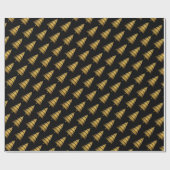 Moderner schwarzer Weihnachtsbaum mit goldenem Dek Geschenkpapier (Flach)