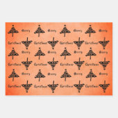 Moderner Schwarzer Weihnachtsbaum Muster Urlaub Geschenkpapier Set (Vorderseite)