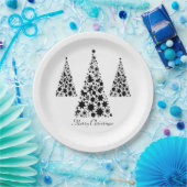 Moderner Schwarzer Weihnachtsbaum Pappteller (Party)