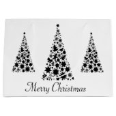 Moderner Schwarzer Weihnachtsbaum Weißer Hintergru Große Geschenktüte (Vorderseite)