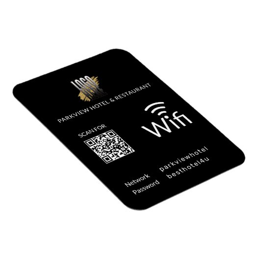 Moderner schwarzer Wifi QR-Code und Firmenlogo Magnet (Rechte Seite)