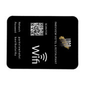 Moderner schwarzer Wifi QR-Code und Firmenlogo Magnet (Horizontal)