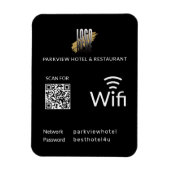 Moderner schwarzer Wifi QR-Code und Firmenlogo Magnet (Vertikal)