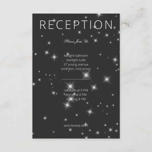 Moderner Schwarzer Winter-Sparkone-Empfang Begleitkarte (Vorderseite)