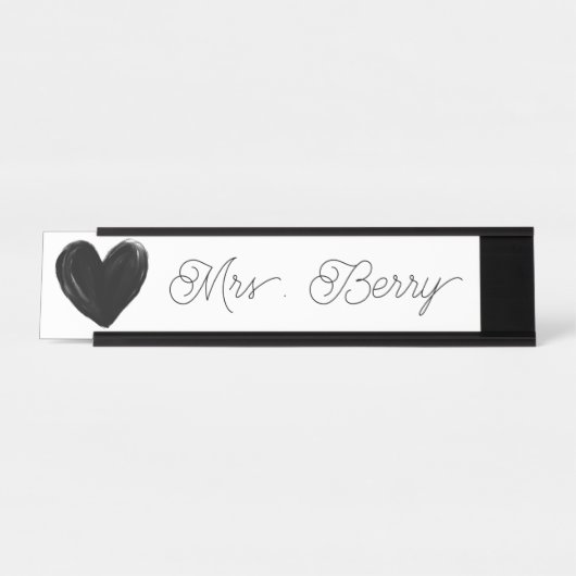 Moderner Schwarzherzlehrer Schreibtischnamensplakette (Vorderseite )