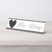 Moderner Schwarzherzlehrer Schreibtischnamensplakette (Vorderseite )
