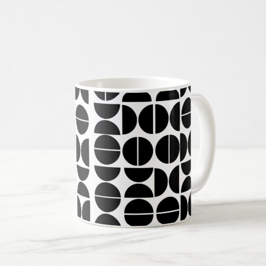 Moderner Schwarzkreis abstrakt Mitte des Jahrhunde Kaffeetasse (VorderseiteRechts)