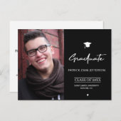 Moderner, schwarzweiß-eleganter Foto Abschluss Postkarte (Vorne/Hinten)