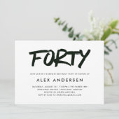Moderner Schwarzweiss-Fortieth Geburtstag der Einladung (Stehend Vorderseite)