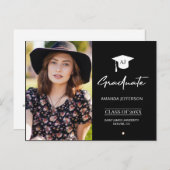 Moderner Schwarzweiß-Foto-Abschluss Ankündigungspostkarte (Vorne/Hinten)