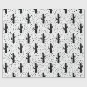 Moderner Schwarzweiss-Kaktus und Dreieck Geo Geschenkpapier (Flach)