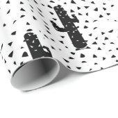 Moderner Schwarzweiss-Kaktus und Dreieck Geo Geschenkpapier (Rolleneckpunkt)